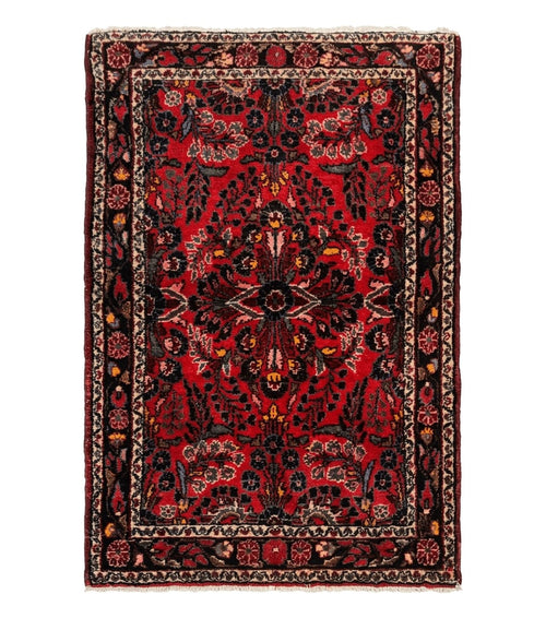 Persian Rug 3x5, Red Tribal Rug, Semi Antique, Wool Rug 3 x 5, Persian Hamadan Rug