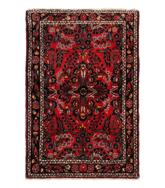 Persian Rug 3x5, Red Tribal Rug, Semi Antique, Wool Rug 3 x 5, Persian Hamadan Rug