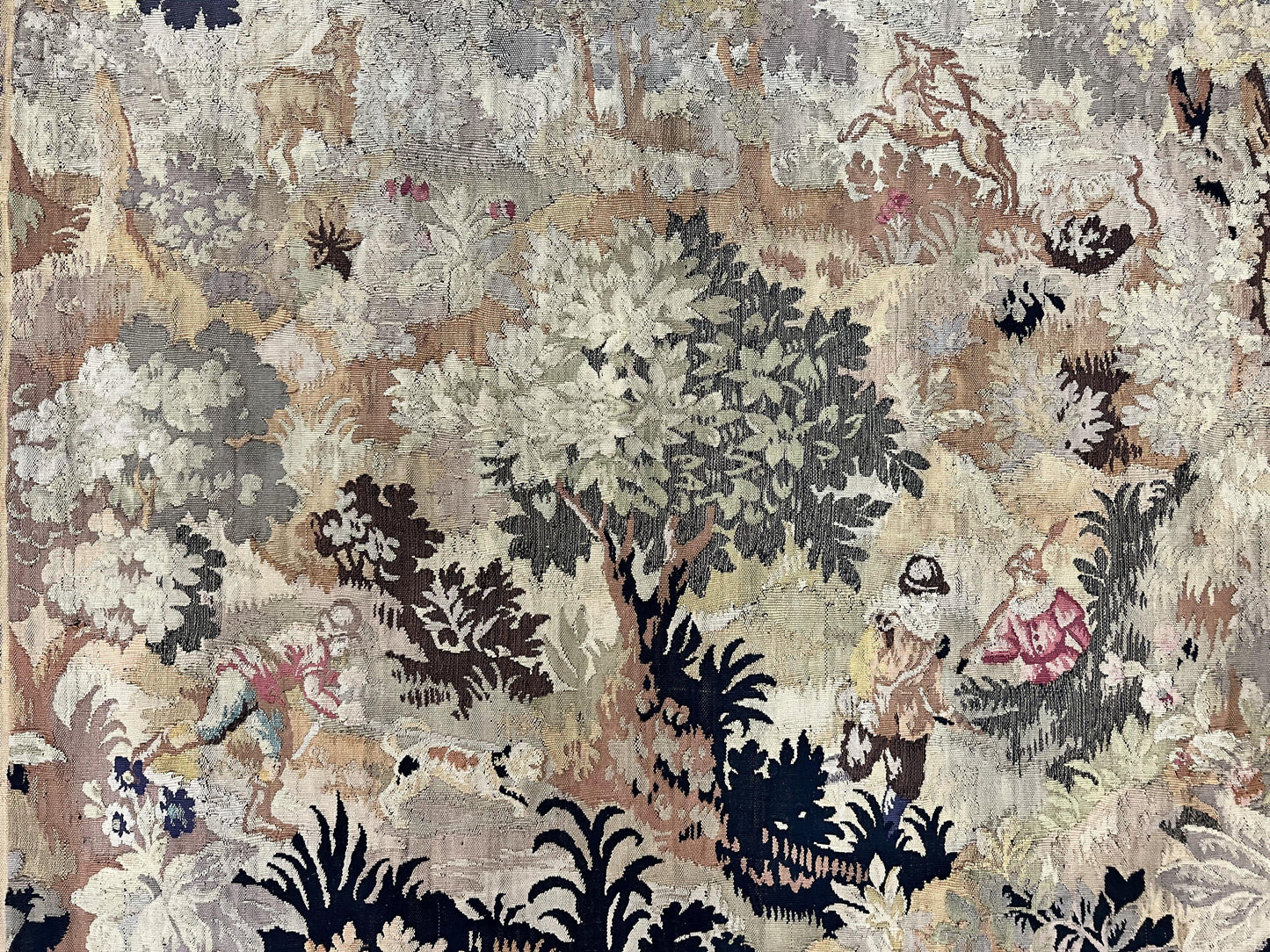 Antique French Tapestry 6x5 ft, European Handmade Wool Aubusson Weave Vintage Tapestry - Nuvé