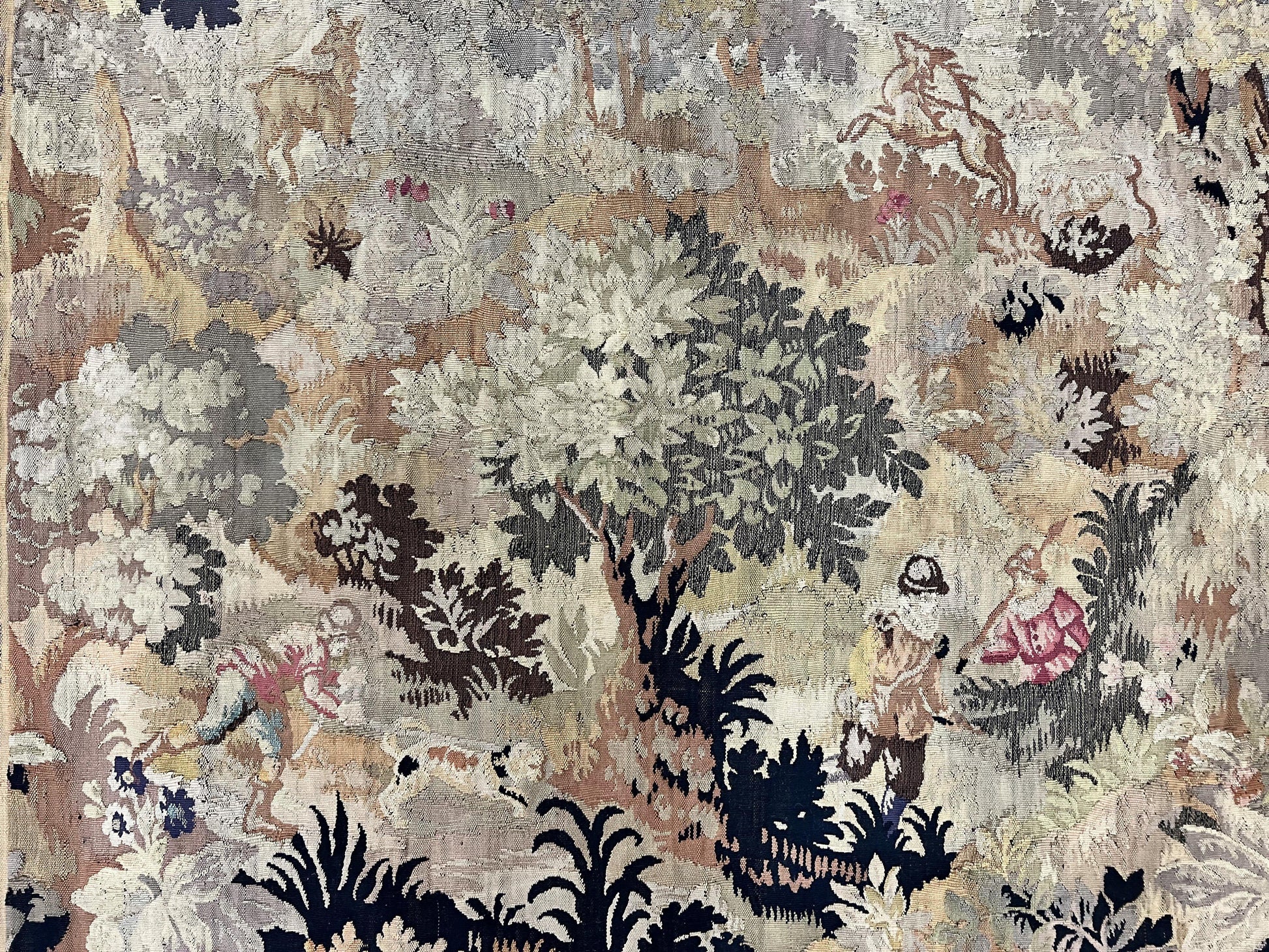 Antique French Tapestry 6x5 ft, European Handmade Wool Aubusson Weave Vintage Tapestry - Nuvé