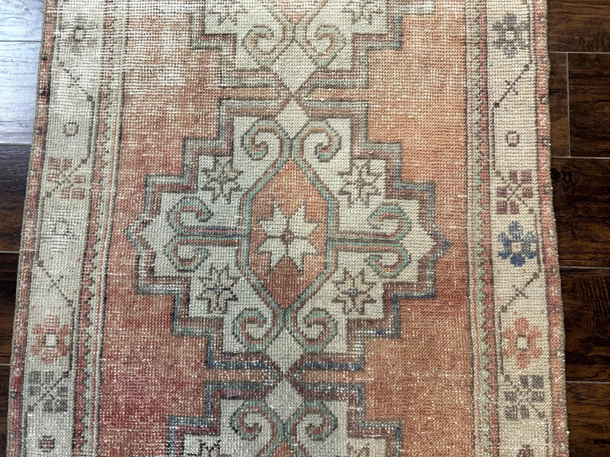 Antique Turkish Runner Rug 3 x 9.6, Farmhouse Rug, Geometric Runner, Handmade, Vintage Rug for Modern Home - Nuvé