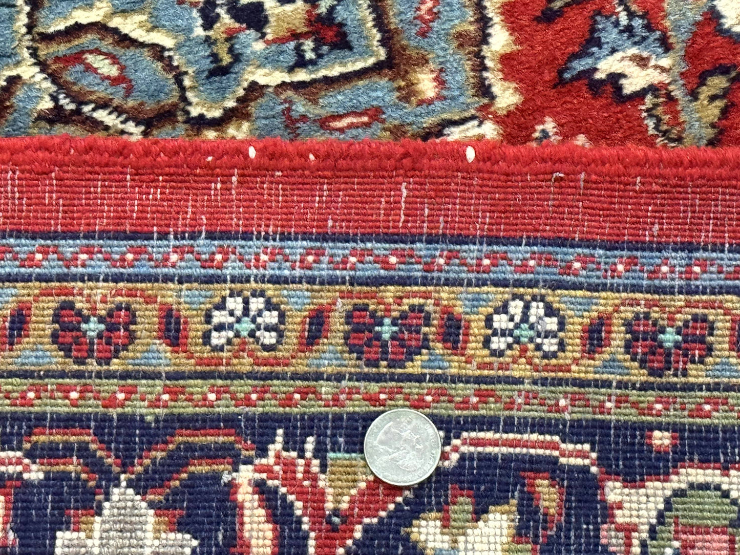 Persian Sarouk Rug 4x7, Red Navy Blue Vintage Wool Medallion Carpet - Nuvé