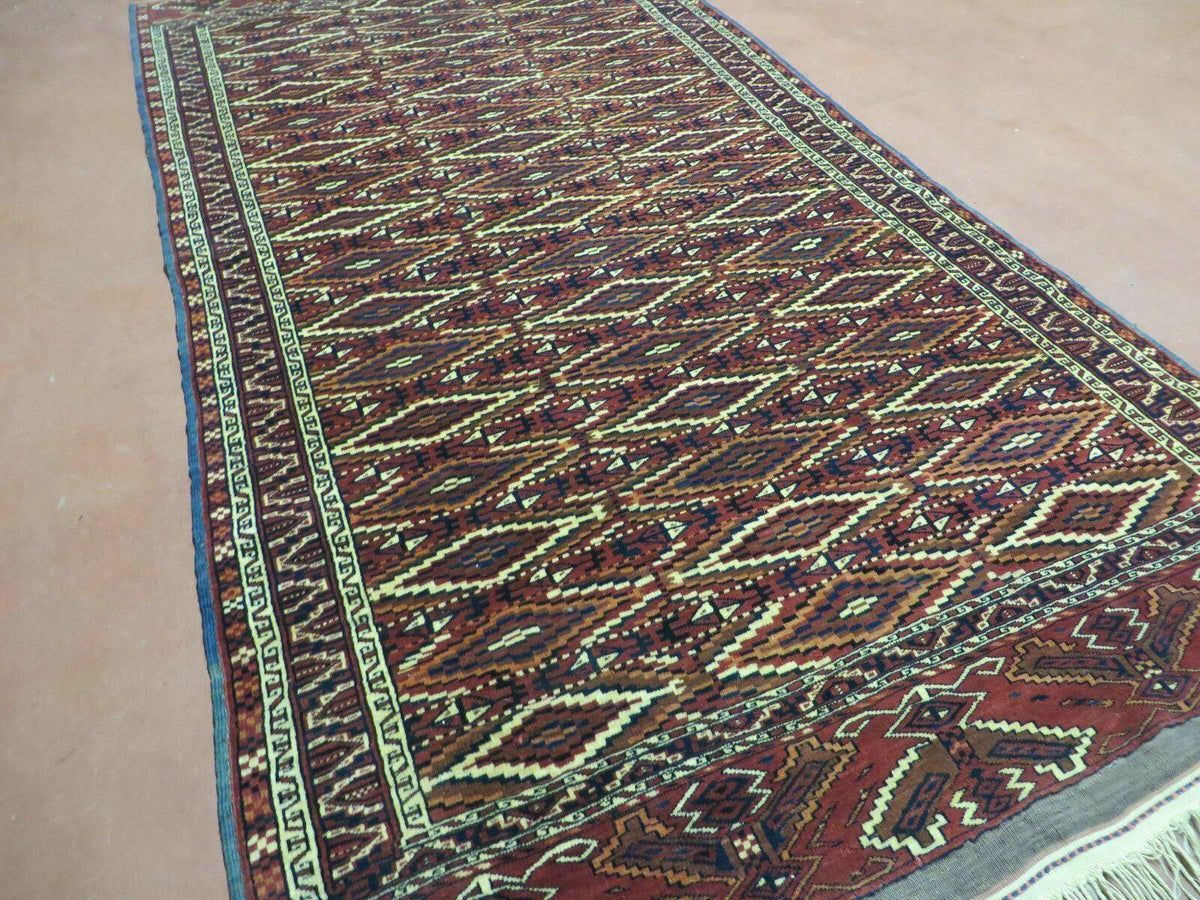 4' X 8' Antique Handmade Russian Bokhara Turkoman Yamud Wool Rug Carpet Nice