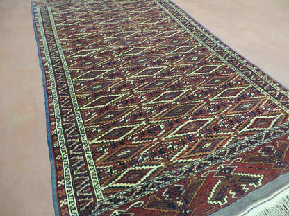 4' X 8' Antique Handmade Russian Bokhara Turkoman Yamud Wool Rug Carpet Nice