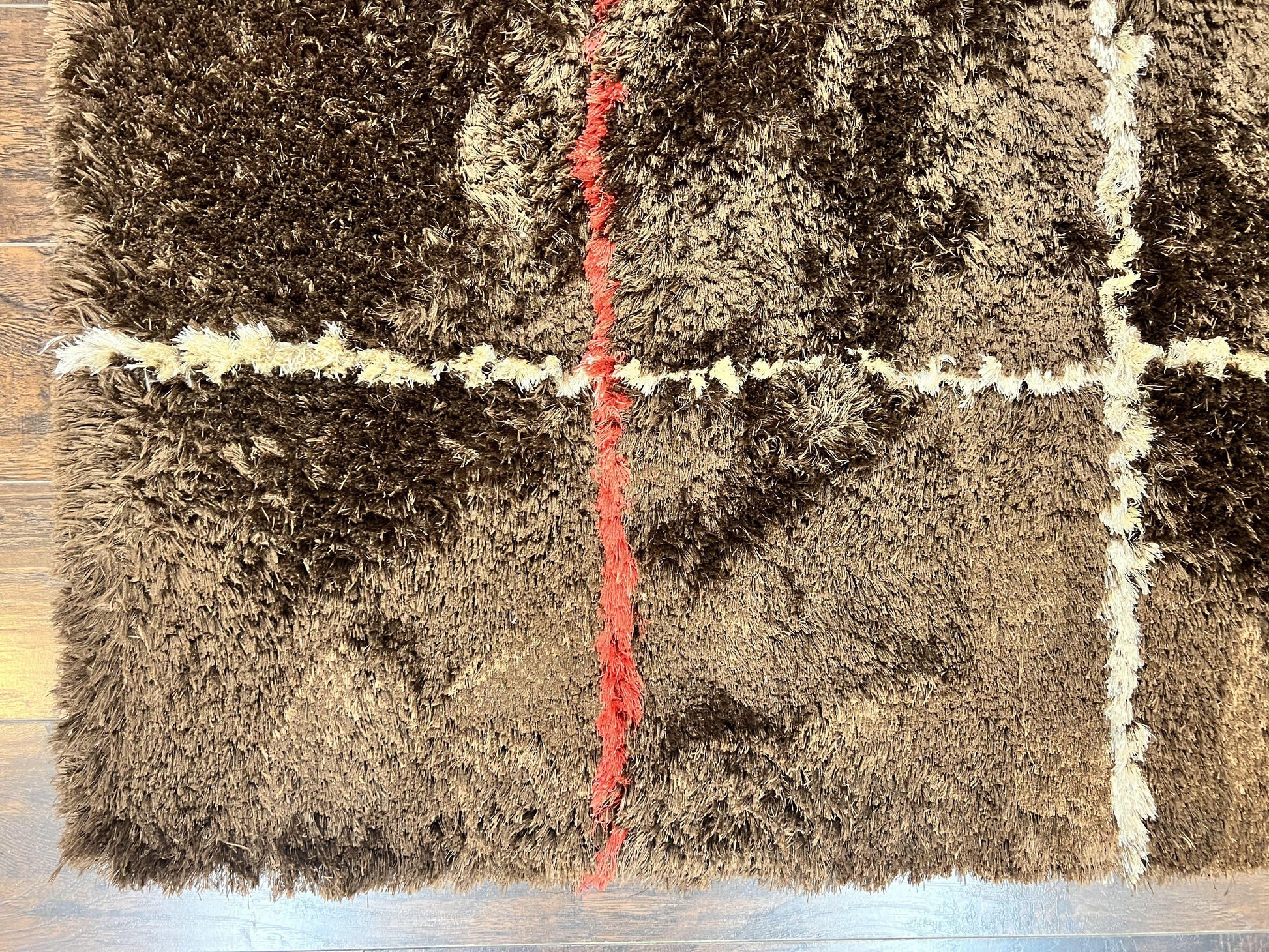 Shag Rug 6x8, Brown, Panel Design - Nuvé