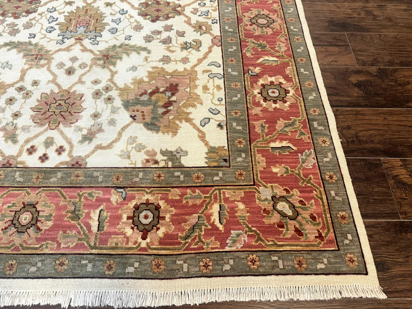 Flatweave Soumak Rug 6x9, Nourison Rug, Wool Handmade, Floral, Ivory - Nuvé