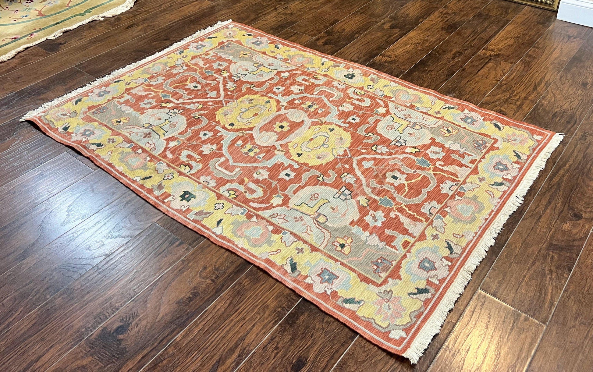 Turkish Flatweave Kilim Rug 4x6, Geometric Wool Handmade Carpet, Vintage - Nuvé
