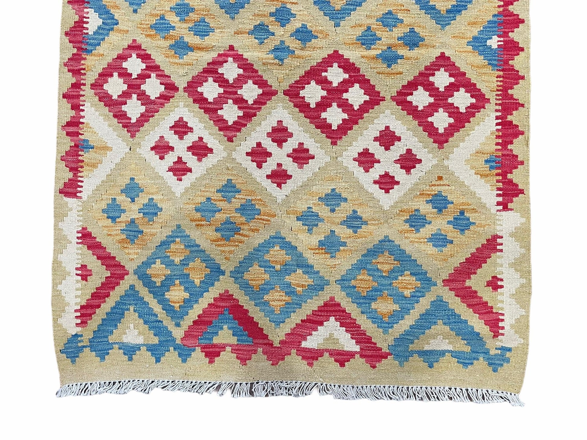 3x5 Kilim Rug Multicolor Tribal Kilim Rug 3 x 5 Tan Light Blue Red Beige New Turkish Anatolian Wool Kilim Flatweave Rug - Nuvé