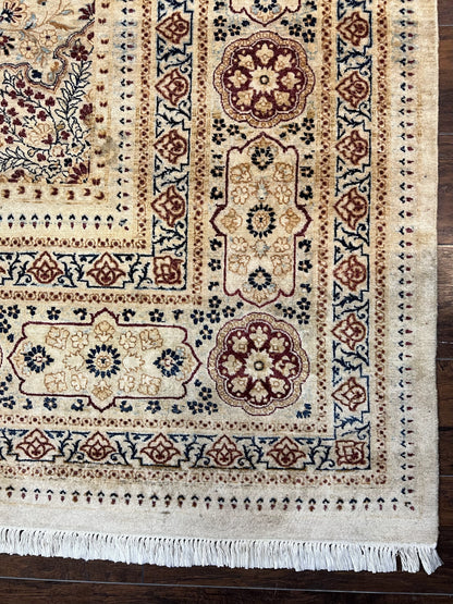 Pak Persian Rug 9x11, Very Fine Hand Knotted Oriental Carpet, Haji Jalili Design, Ivory/Cream, Wool Handmade Room Sized Rug 9 x 11 ft, Nice