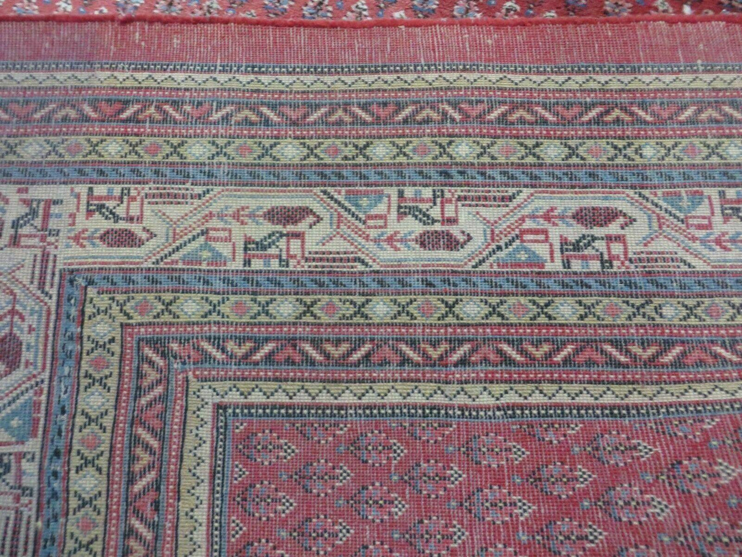 7' X 9' Vintage India Oriental Paisley Handmade Wool Rug Red Vegetable Dyes - Nuvé