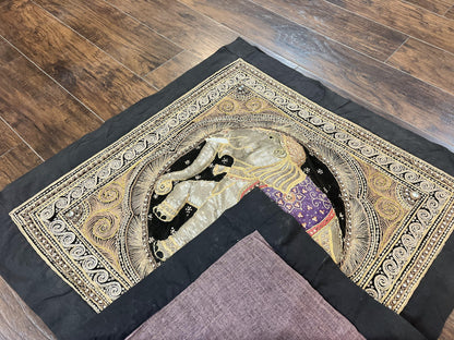 Indian Embroidery 3x3, Elephant Design, Detailed Needlepoint, Beadwork - Nuvé