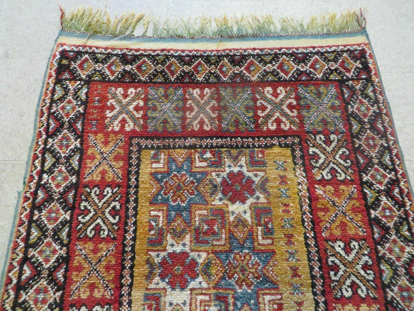 Vintage Moroccan Rug 4x5 ft, Bronze Red Black, Geometric Stars, High Quality Moroccan Carpet, Berber Rug, Handmade Wool Area Rug, Unique Rug - Nuvé