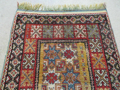 Vintage Moroccan Rug 4x5 ft, Bronze Red Black, Geometric Stars, High Quality Moroccan Carpet, Berber Rug, Handmade Wool Area Rug, Unique Rug - Nuvé