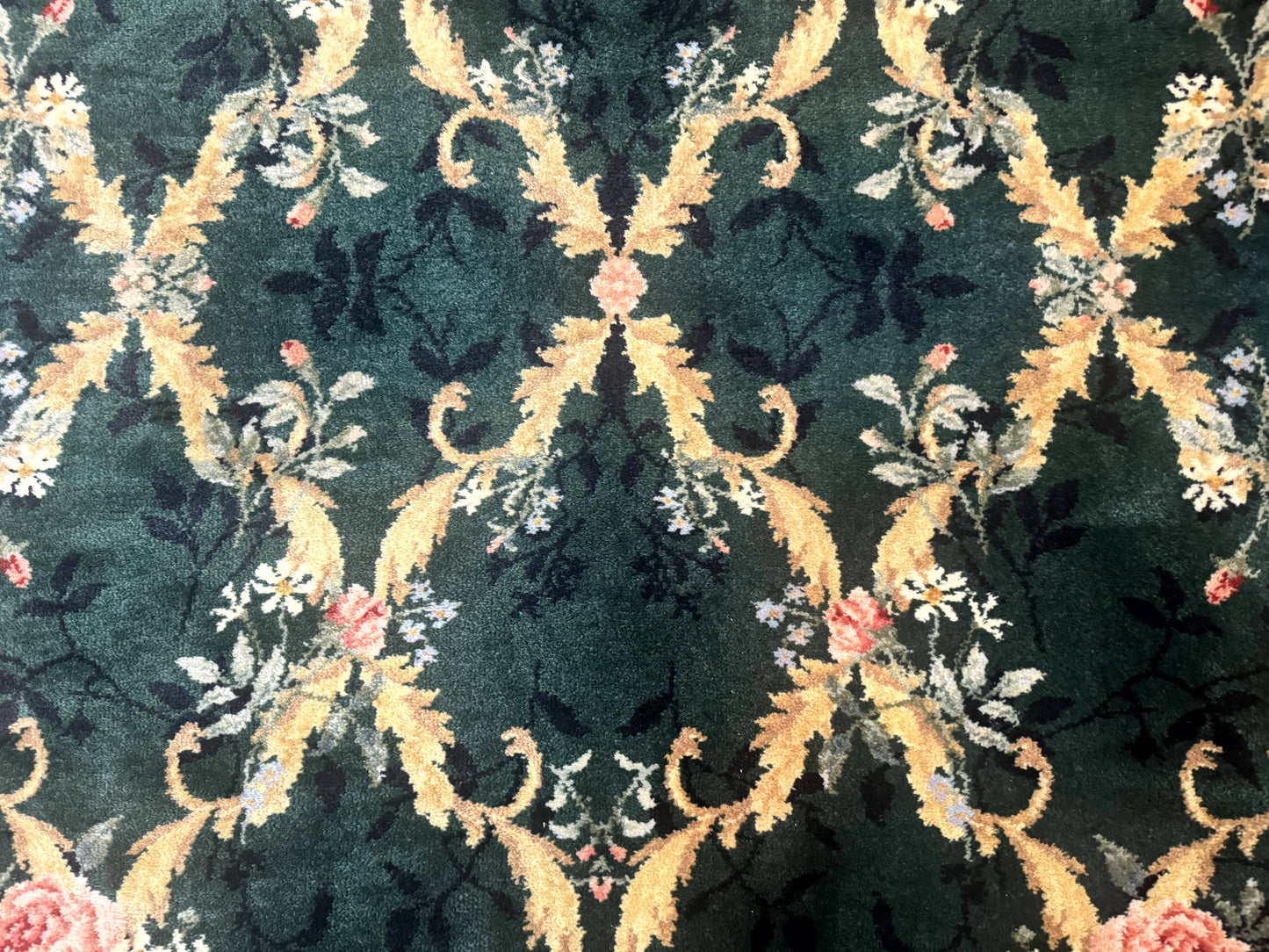 Karastan Garden of Eden Rug 4x6, Green Savonnerie 509/1733, Original Discontinued Vintage Karastan Carpet - Nuvé