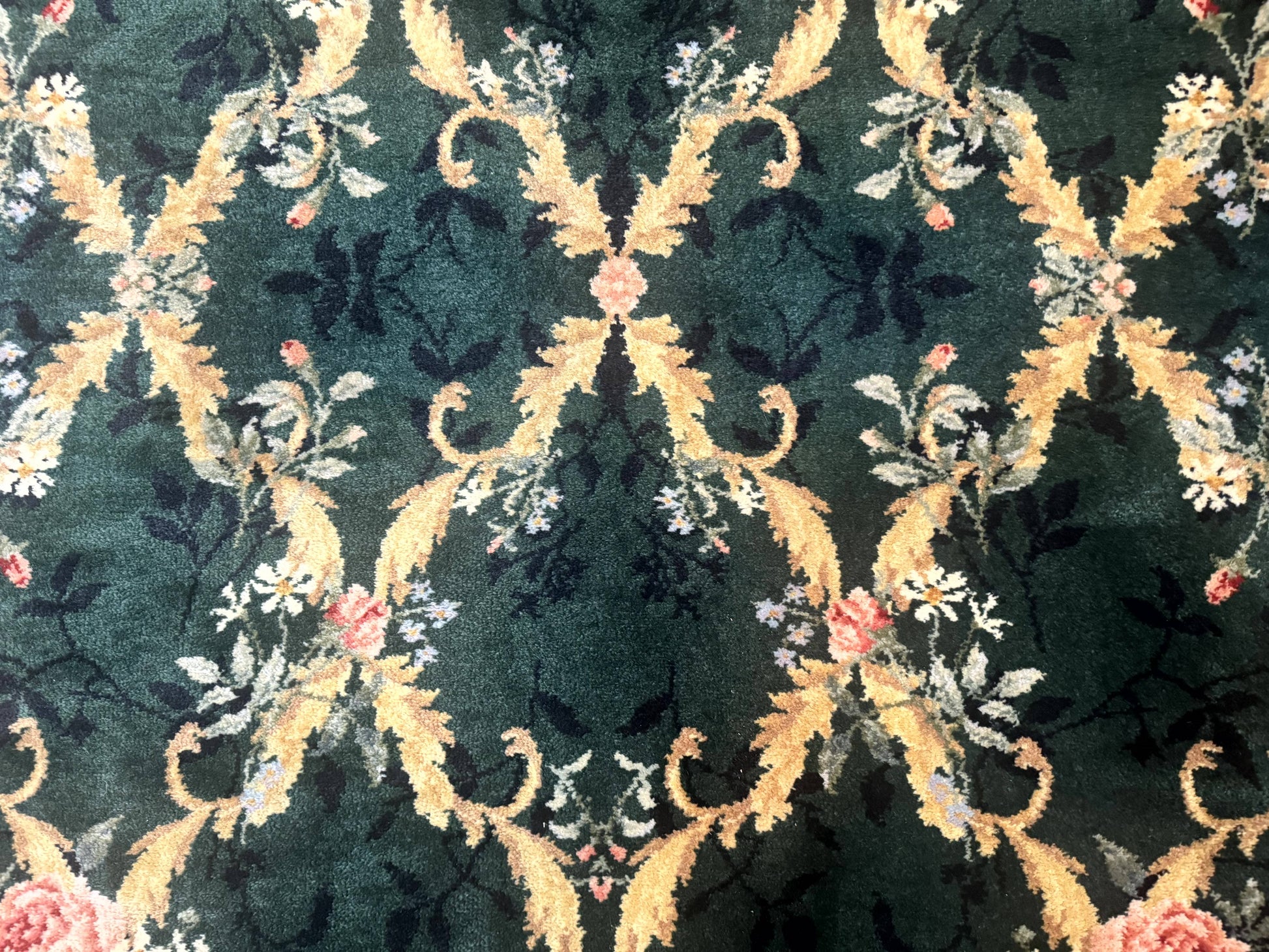 Karastan Garden of Eden Rug 4x6, Green Savonnerie 509/1733, Original Discontinued Vintage Karastan Carpet - Nuvé