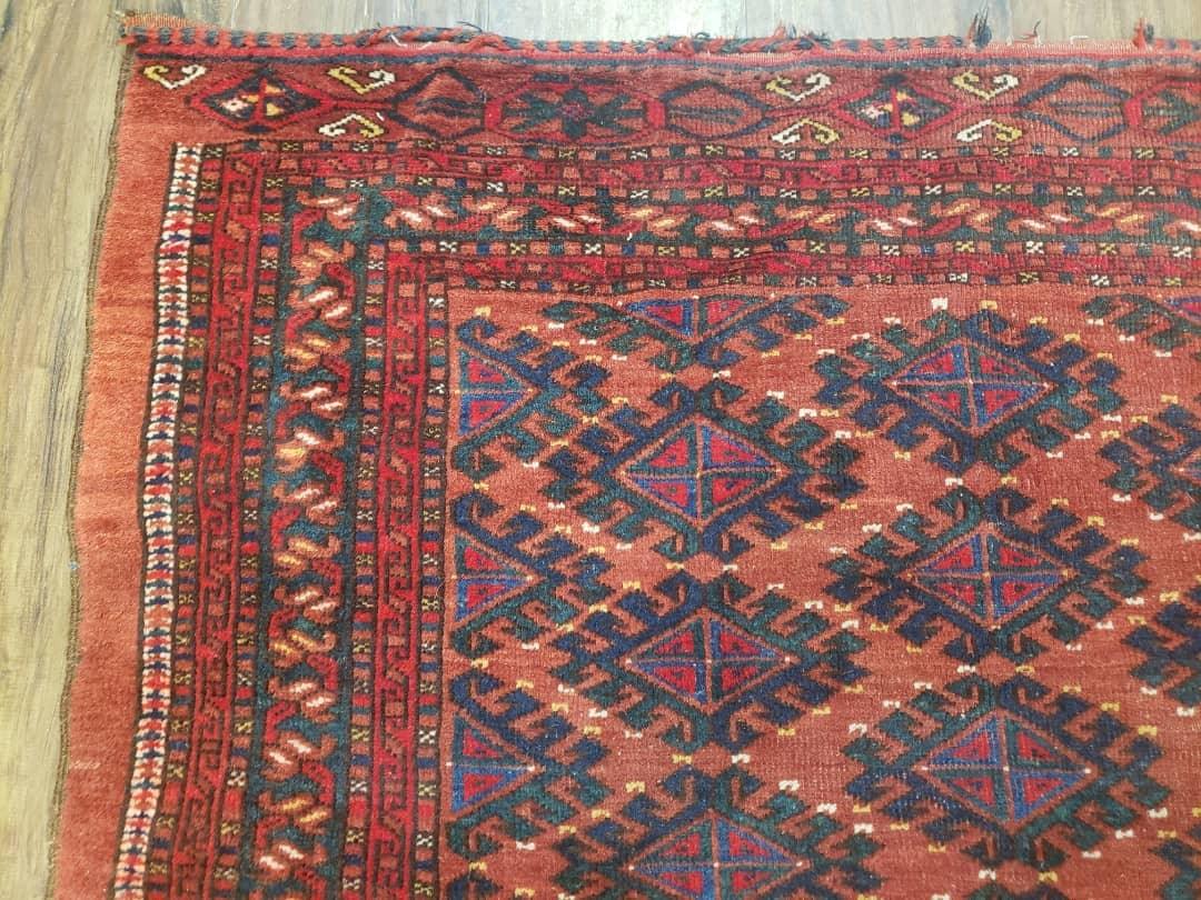 Antique Turkoman Rug 3'4" x 5', Collecticble Yamud Oriental Rug, Seat Pillow Cushion Cover, Tribal Mat, Wool Red Hand-Knotted Mafresh Carpet - Nuvé