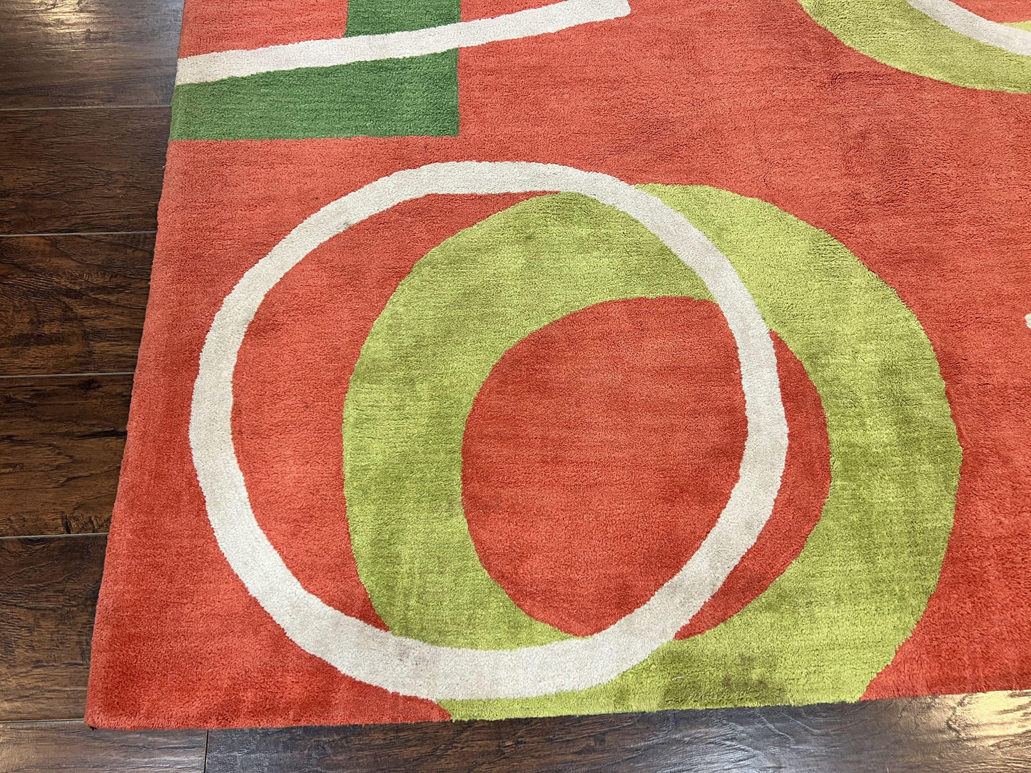 Abstract Rug 6x9, Modern Contemporary Rug, Red-Orange Green - Nuvé