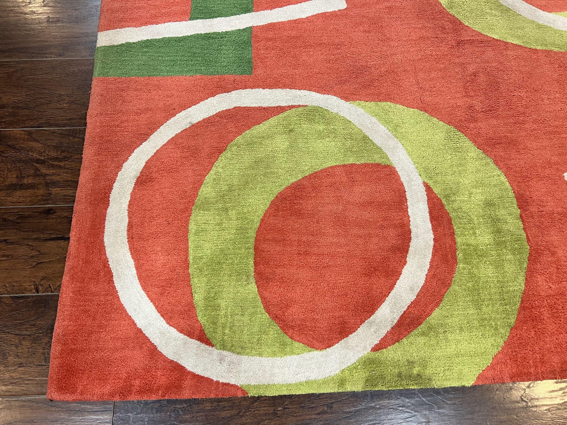 Abstract Rug 6x9, Modern Contemporary Rug, Red-Orange Green - Nuvé