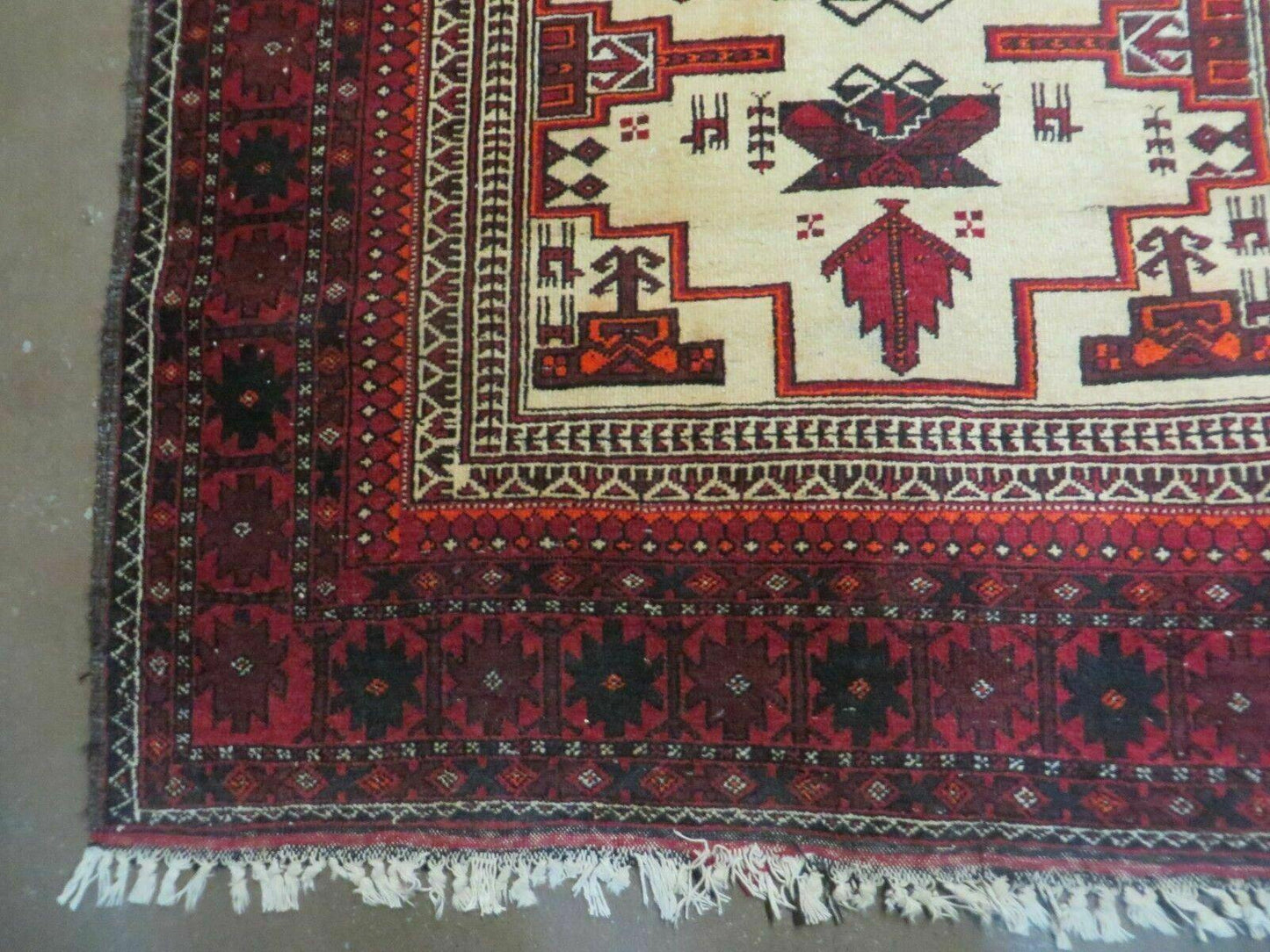 4' X 7' Vintage Handmade Pakistan Turkoman Bokhara Balouch Woven Wool Rug Nice - Nuvé
