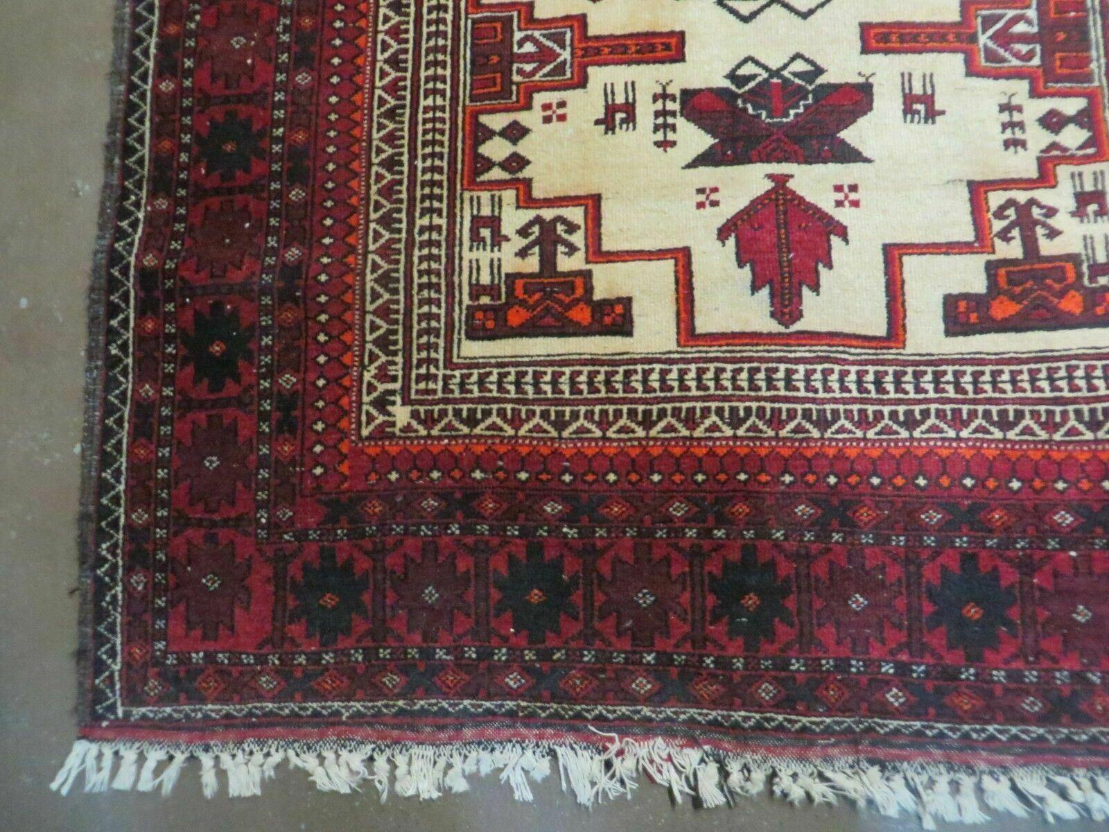 4' X 7' Vintage Handmade Pakistan Turkoman Bokhara Balouch Woven Wool Rug Nice - Nuvé