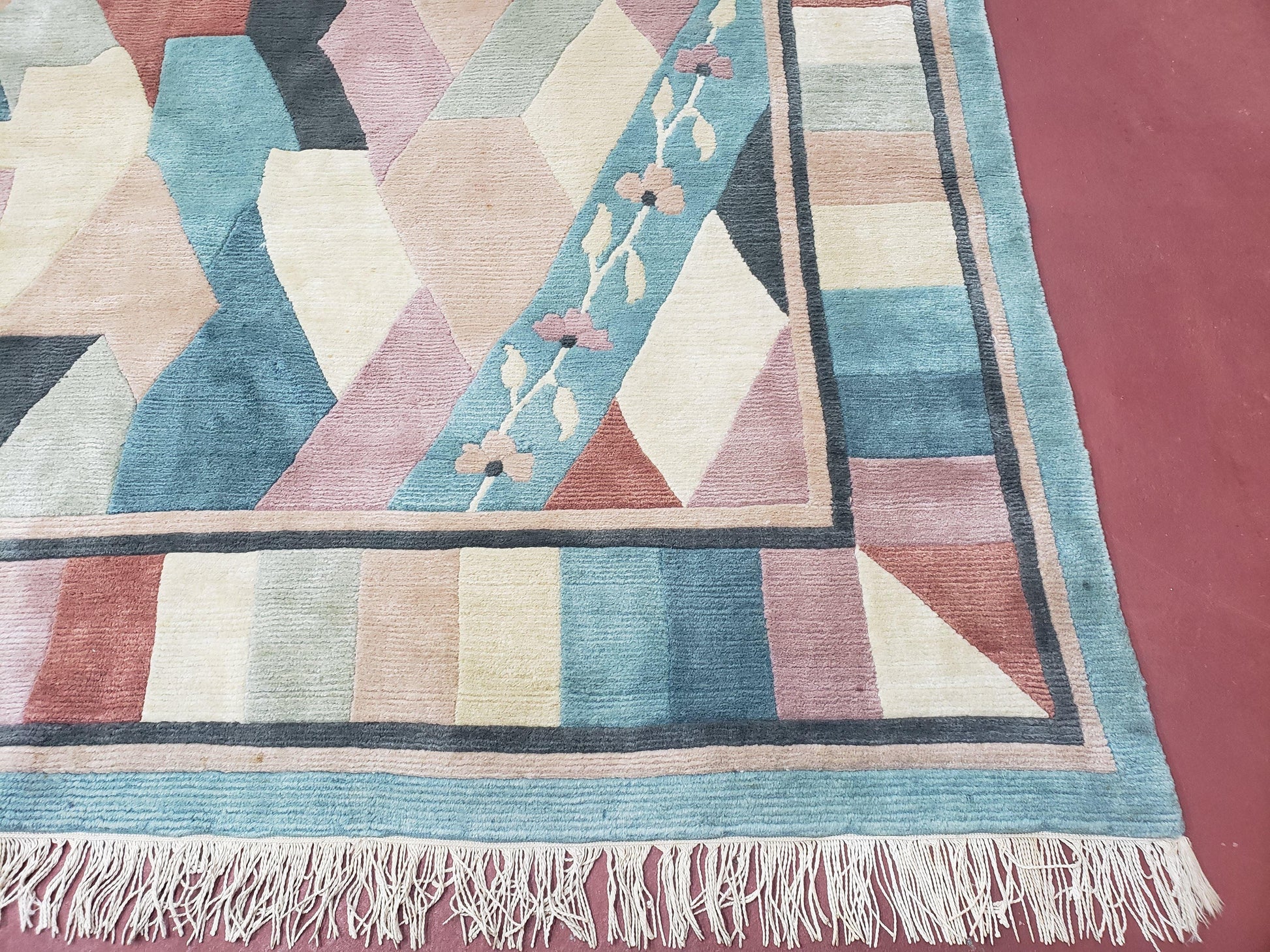 Contemporary Indian Nepalese Area Rug 8x11, Wool Hand-Knotted Modern Multicolor Nepali Abstract Carpet 8 x 11 Soft Playroom Nursery Room Rug - Nuvé