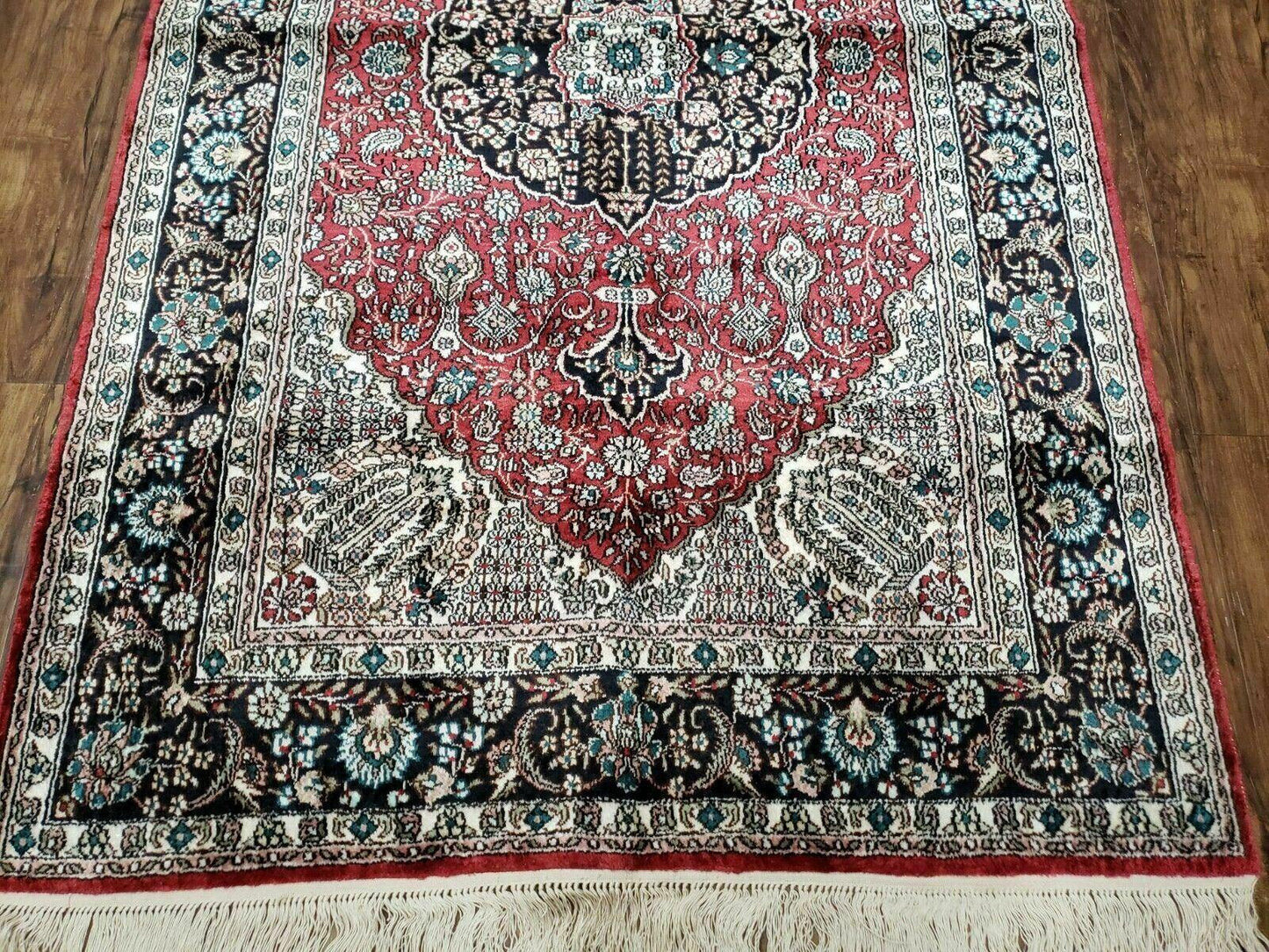 3' X 5' Vintage Fine Handmade India Oriental Kashmir Silk Rug 400 KPSI Wow - Nuvé
