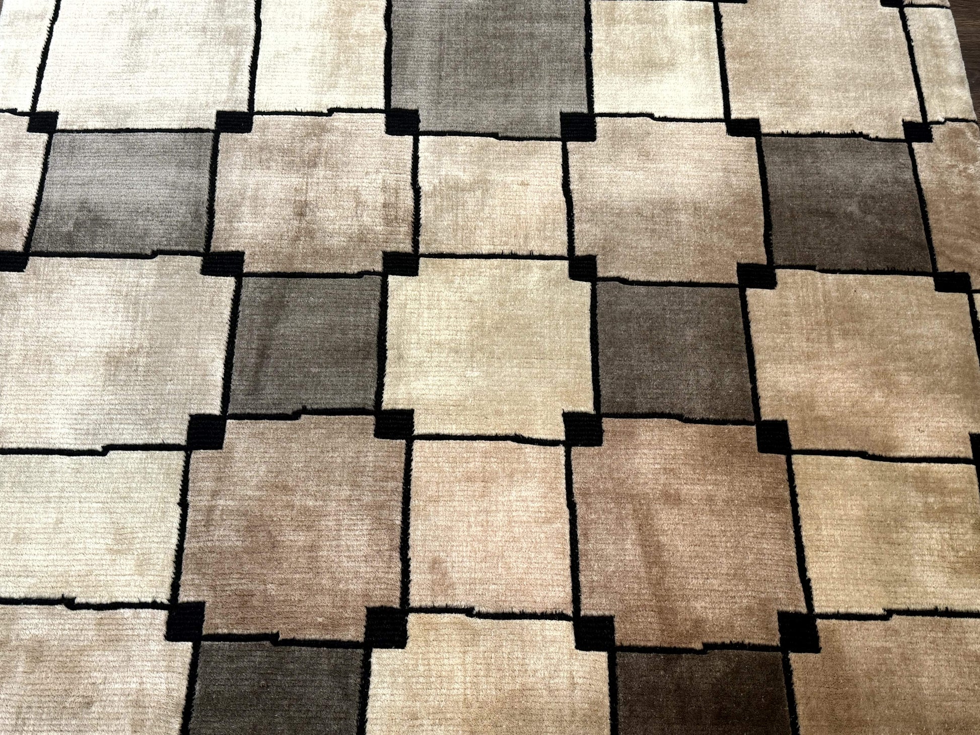 Tibetan Wool Rug 5x8, Contemporary Modern Carpet, Abstract Design, Soft Thick Pile, Pair B - Nuvé