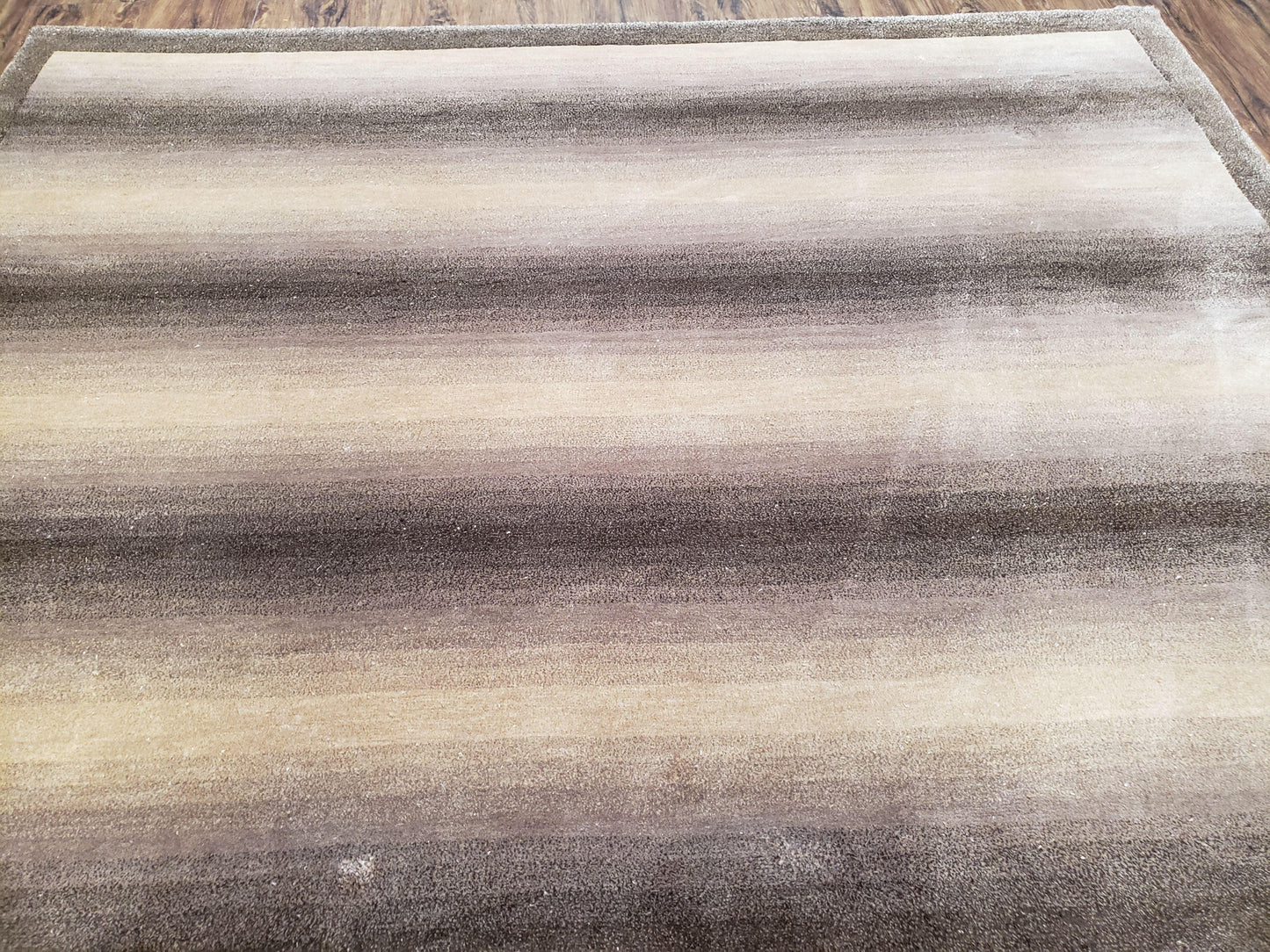 Vintage Safavieh Tibetan Indian Rug 6x9, Nepal Rug, Handmade, Striped Rug, Brown & Beige, 6x9 Oriental Carpet, Wool, Soft - Nuvé