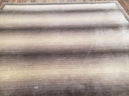 Vintage Safavieh Tibetan Indian Rug 6x9, Nepal Rug, Handmade, Striped Rug, Brown & Beige, 6x9 Oriental Carpet, Wool, Soft - Nuvé