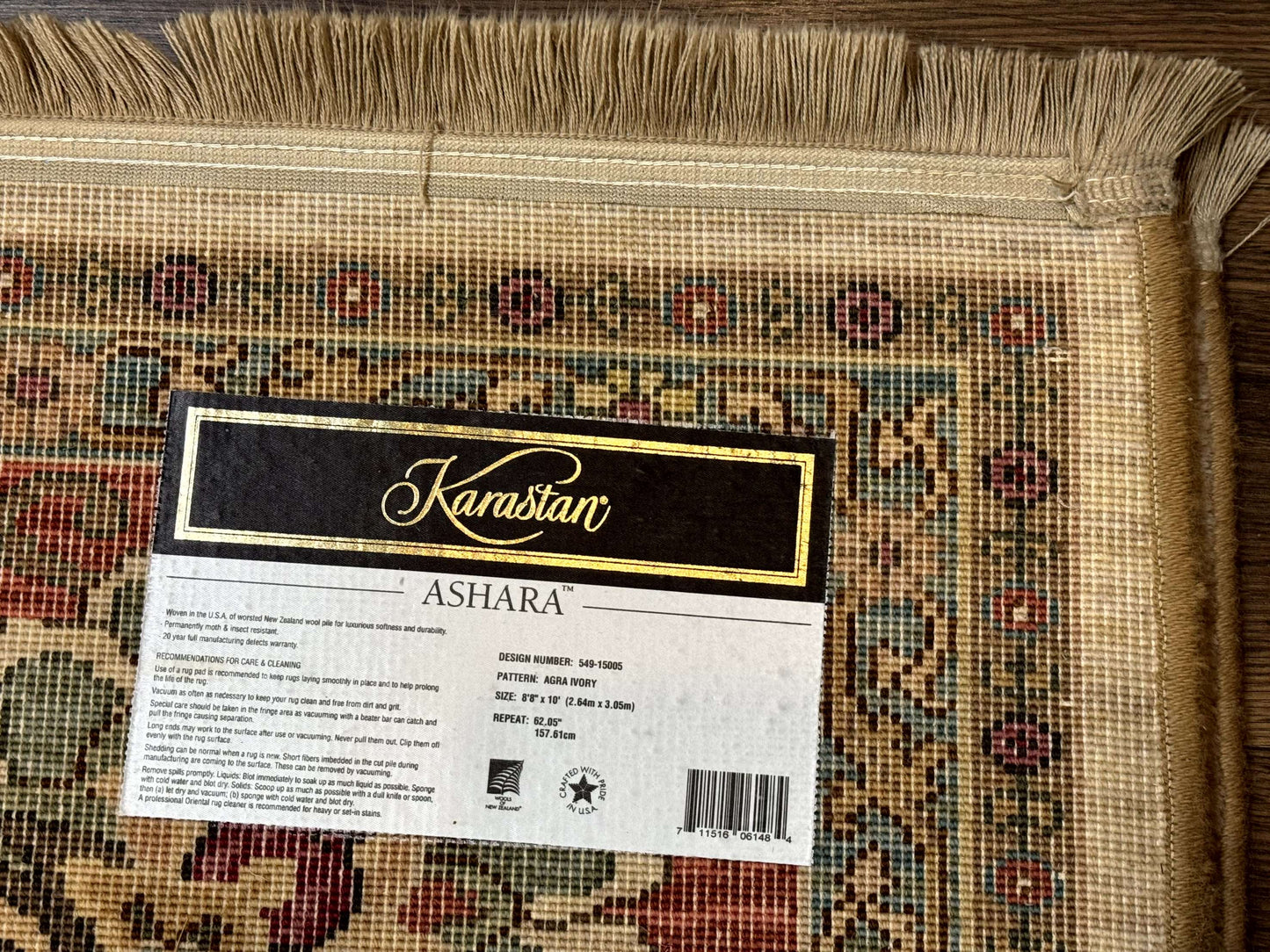 Karastan Rug 8.8 x 10, Ashara Agra Ivory #549, Wool, Vintage - Nuvé