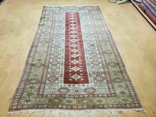 4' X 8' Antique Handmade Turkish Melas Oushak Wool Rug - Nuvé