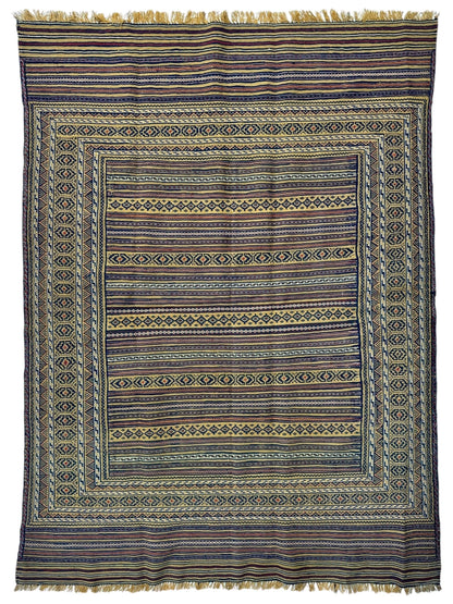 Hand-Woven Afghani Maliki Wool Kilim Rug - 4'5" x 6' - Nuvé