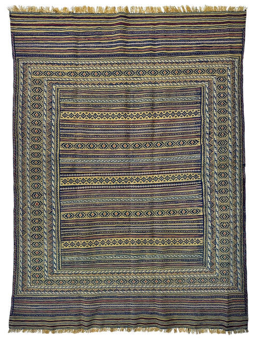 Hand-Woven Afghani Maliki Wool Kilim Rug - 4'5" x 6' - Nuvé