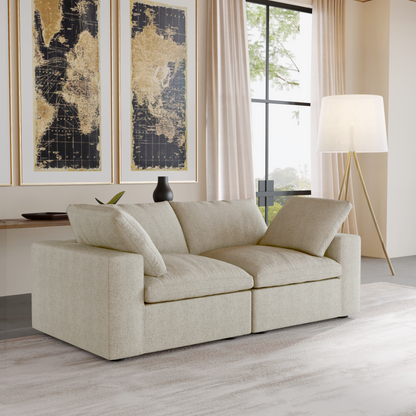 Nuvé® Solace Modular Bouclé Cloud Sofa - Khaki - 2-Seater Sofa - Nuvé