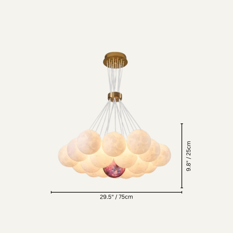 Orbea chandelier by Residence Supply featuring multiple hanging glass globes and a modern, elegant design with warm lighting.