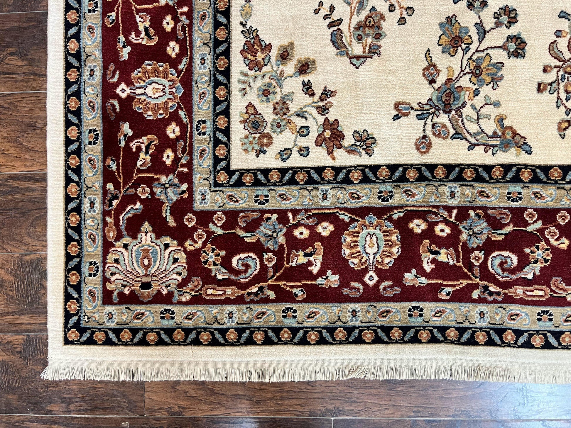 Karastan Rug 8.6 x 11.6, English Manor #2103, Ivory Floral Sarouk, Wool Karastan Carpet, Large Karastan Area Rug, Traditional Karastan Rug - Nuvé