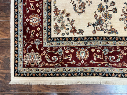 Karastan Rug 8.6 x 11.6, English Manor #2103, Ivory Floral Sarouk, Wool Karastan Carpet, Large Karastan Area Rug, Traditional Karastan Rug