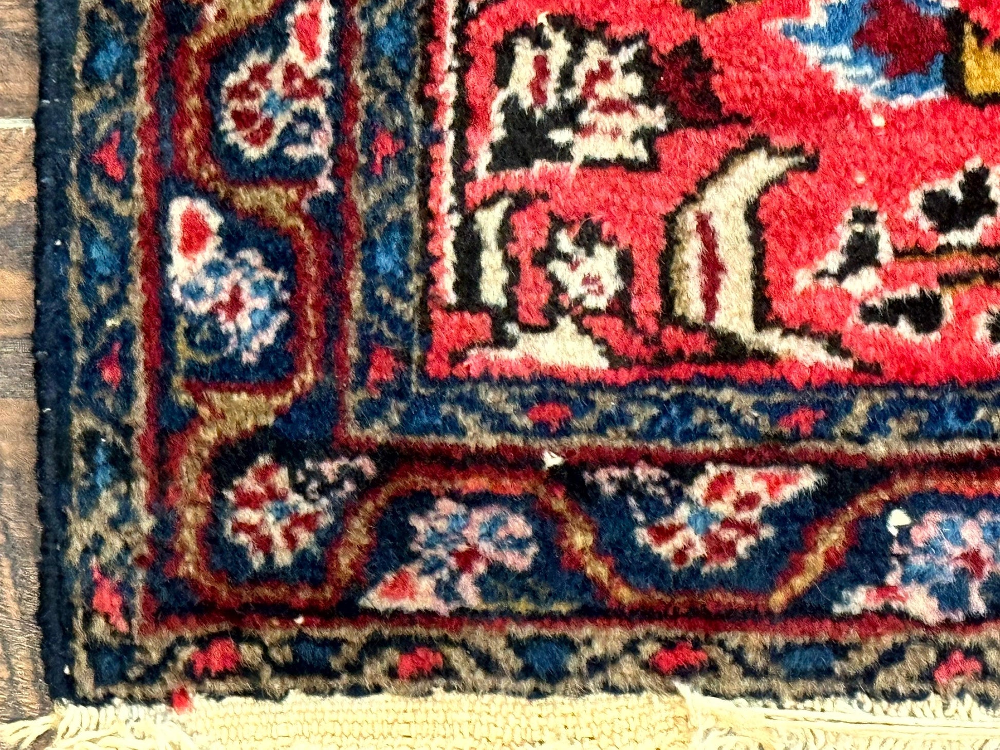 Small Antique Persian Tribal Rug 2x3, Red, Floral, Handmade, Hamadan Rug - Nuvé