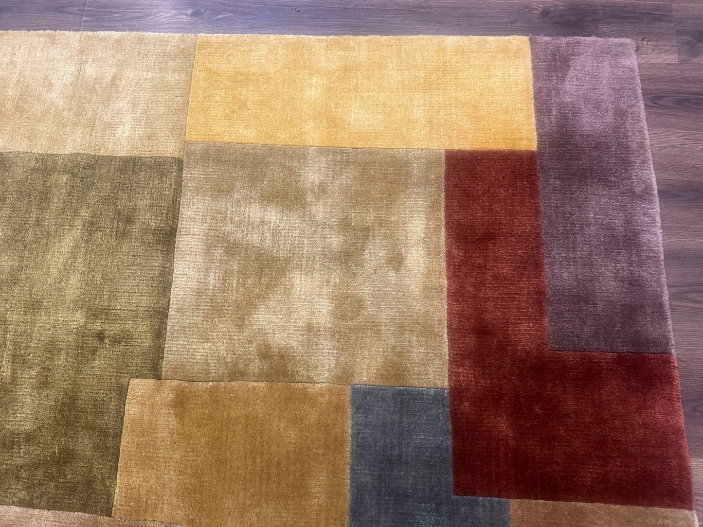 Modern Tibetan Wool Rug 8x10, Multicolor, Thick Pile, Contemporary, Nepali, Handmade - Nuvé
