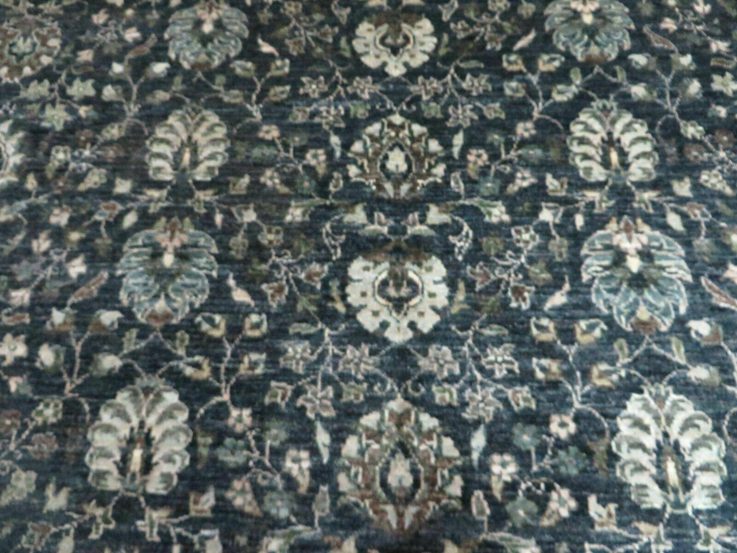 5' 6" X 8' Vintage Handmade Pakistani Floral Oriental Wool Rug Black Dark Grey - Nuvé