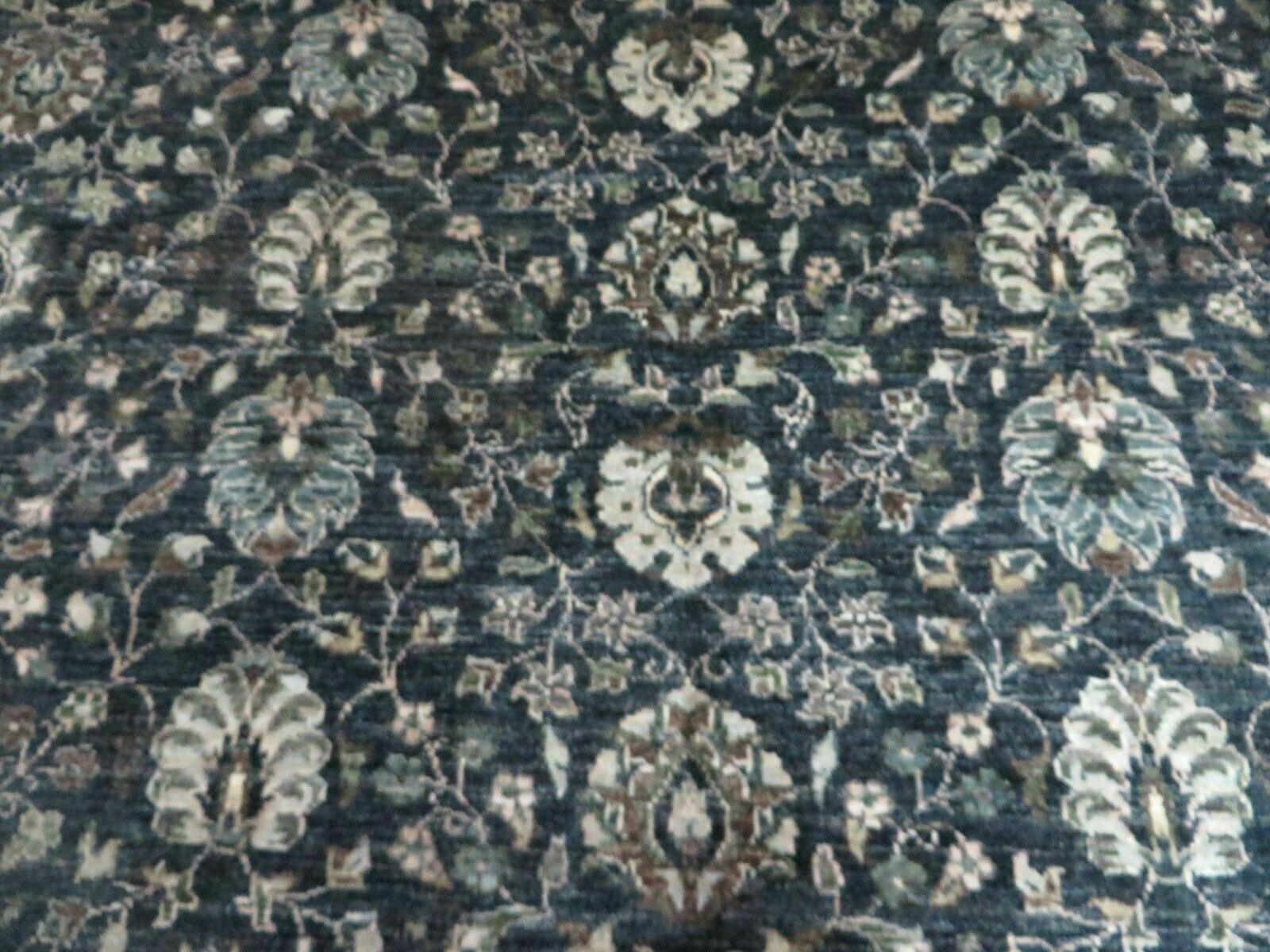 5' 6" X 8' Vintage Handmade Pakistani Floral Oriental Wool Rug Black Dark Grey - Nuvé