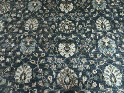5' 6" X 8' Vintage Handmade Pakistani Floral Oriental Wool Rug Black Dark Grey - Nuvé