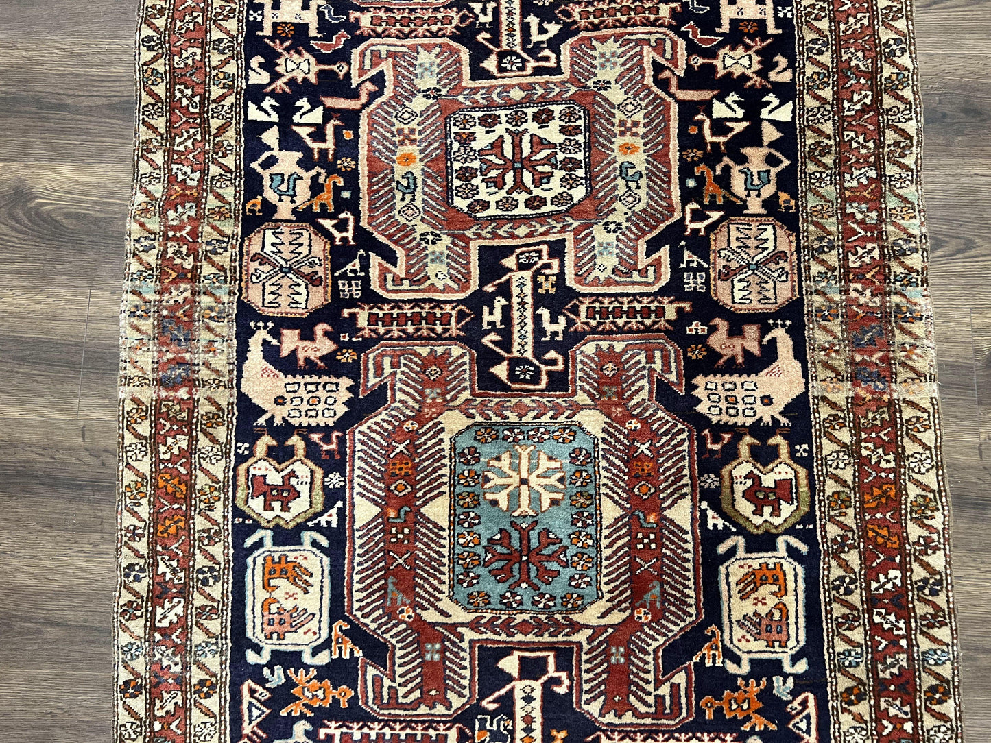 Persian Ardabil Wide Runner Rug 4x10 - Geometric Medallions & Animal Pictorials - Nuvé