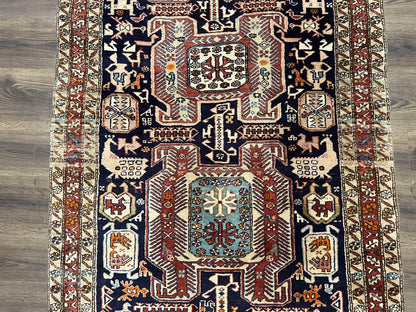 Persian Ardabil Wide Runner Rug 4x10 - Geometric Medallions & Animal Pictorials
