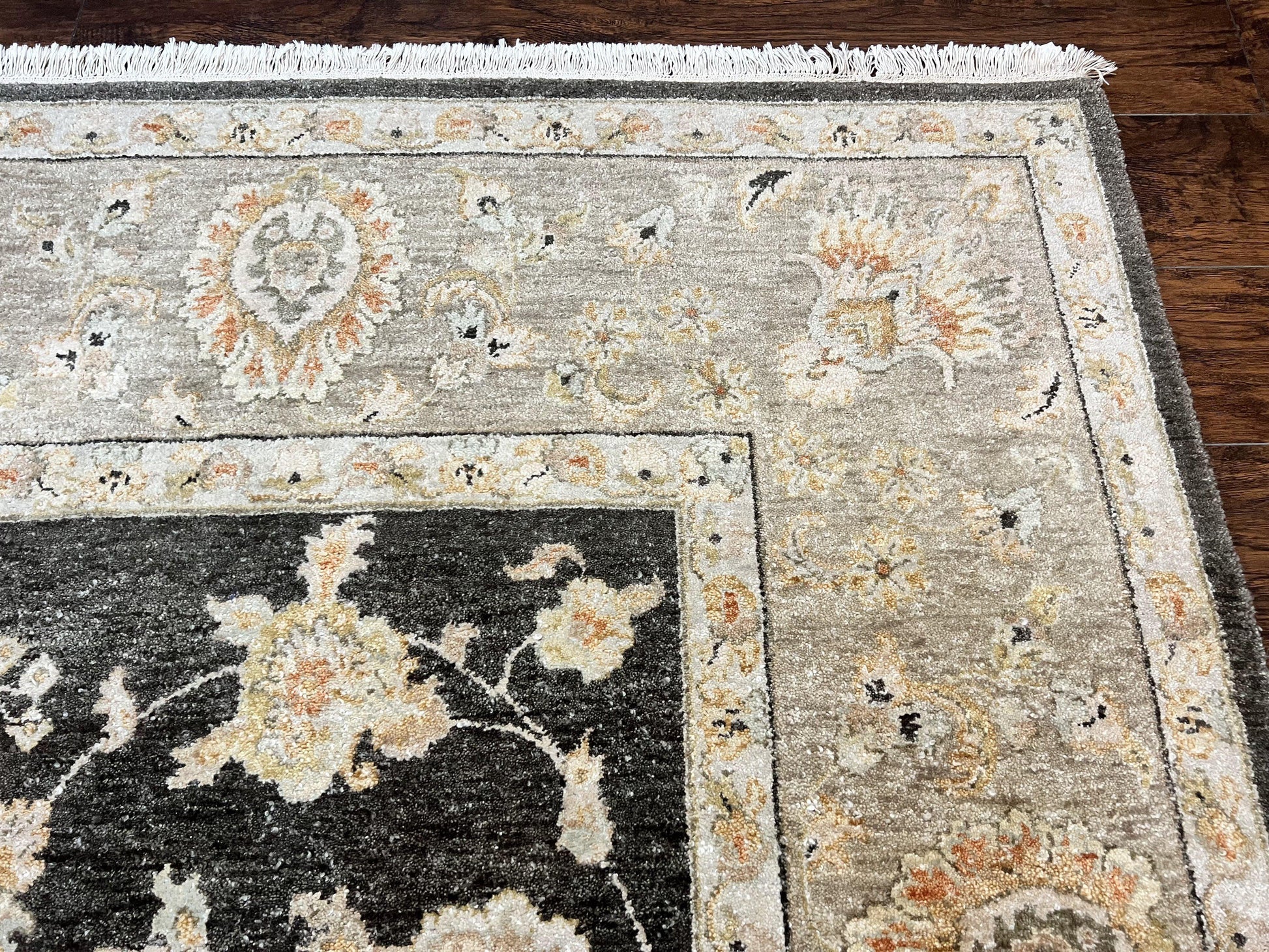 Indo Persian Rug 9x12, Sultanabad Indian Carpet, Dark Brown, Hand Knotted Vintage Wool Rug - Nuvé