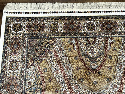 Turkish Silk Rug 5 x 7.6, Dome Design, Bamboo Silk, New - Nuvé