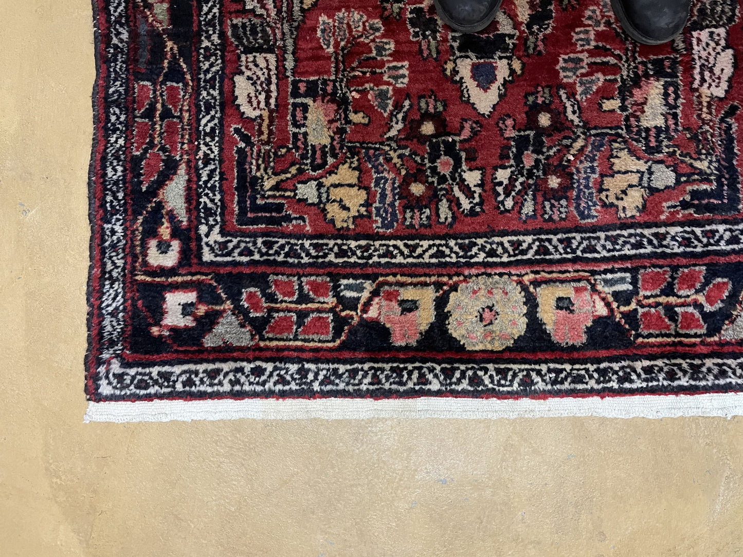 3' 4" X 9' Antique Handmade Wool Rug Runner Floral Organic Dyes Red Nice - Nuvé