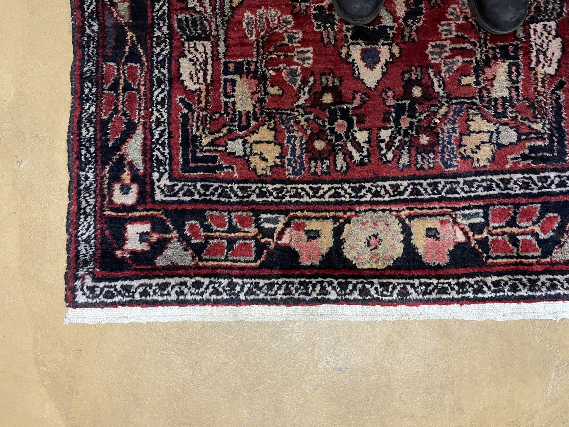 3' 4" X 9' Antique Handmade Wool Rug Runner Floral Organic Dyes Red Nice - Nuvé