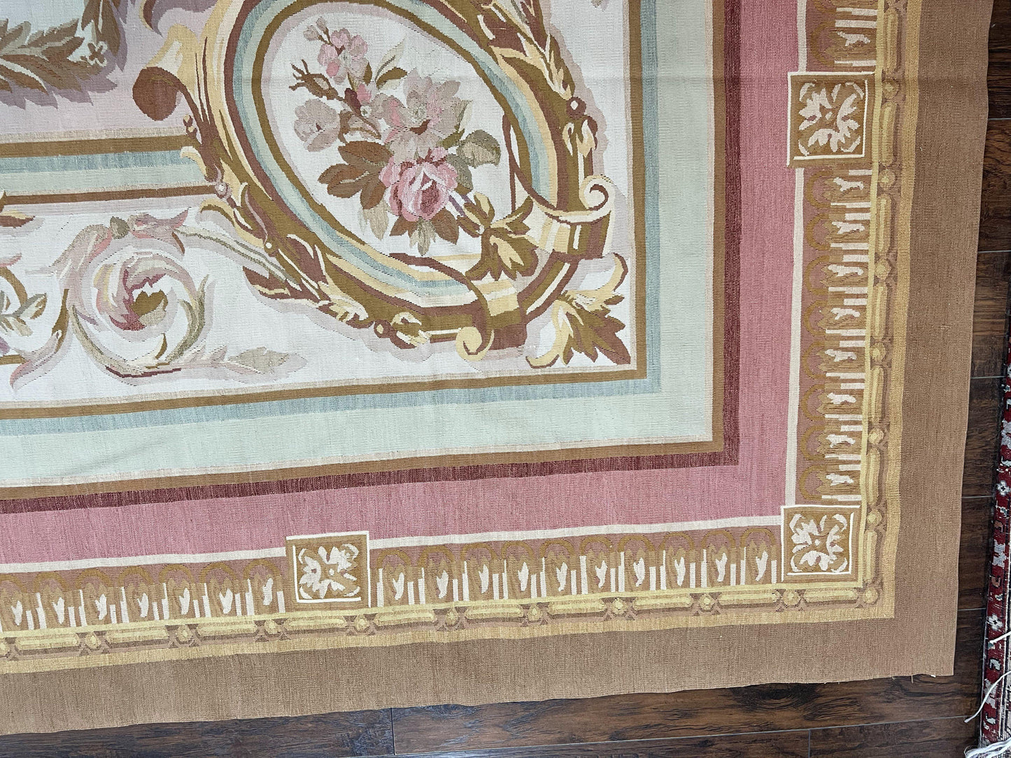 Large Aubusson Rug 11x15, Oversized Gallery Palace Size Flatweave Savonnerie Carpet 11 x 15 ft, Wool Handmade Vintage Elegant European - Nuvé