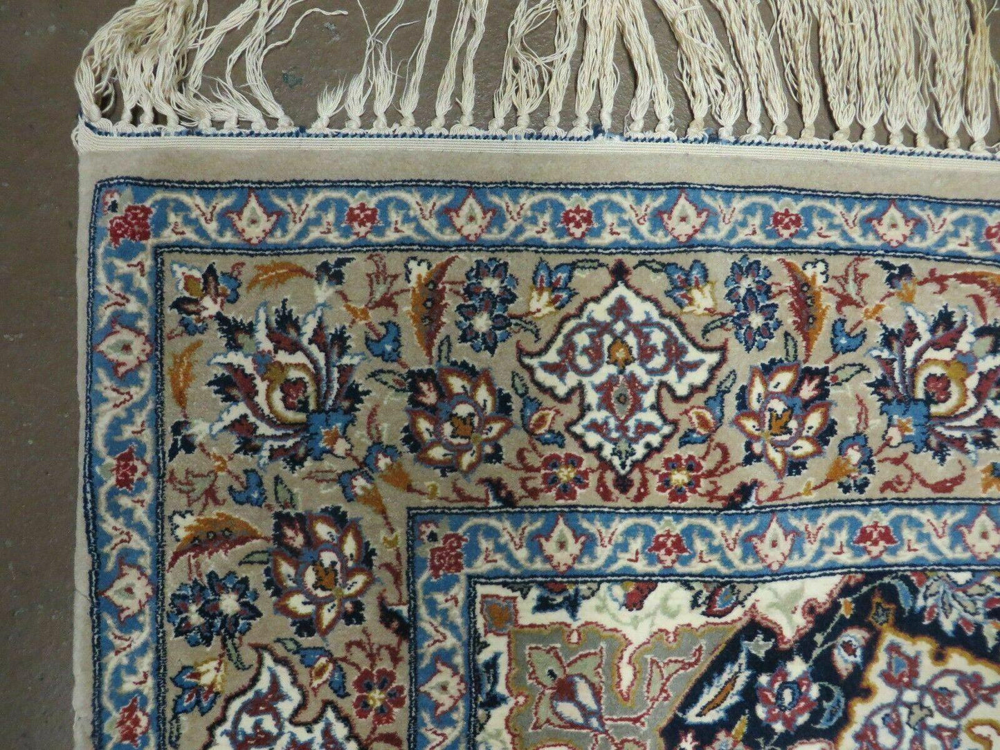 Persian Isfahan Rug 3x6, Fine 650 KPSI, Hand Knotted, Ivory